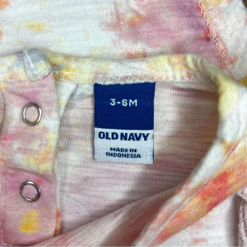 Old Navy Baby Girls Long Sleeve Ruffle Trim Tie Dye Bodysuit, Size 3-6M